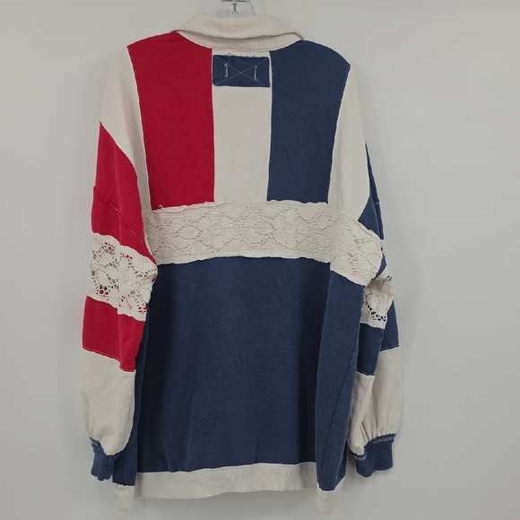 We The Free Colorblock Rugby Pullover - Navy, Red, Cream Size M - Picture 4 of 9